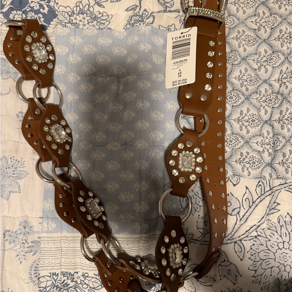 Torrid Brown Belt with Silver Rhinestones